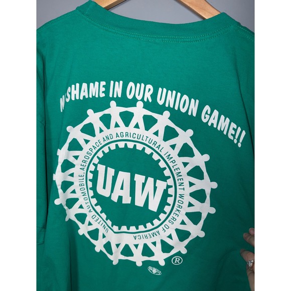 Bayside UAW Union Shamrocks Shenanigans Green Graphic T-Shirt Mens 3XL USA Made - Picture 4 of 5